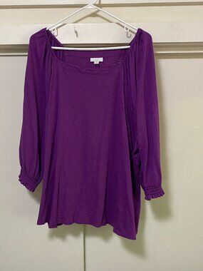 J. Jill, long sleeve, purple Boho blouse w/stretch, size 3X